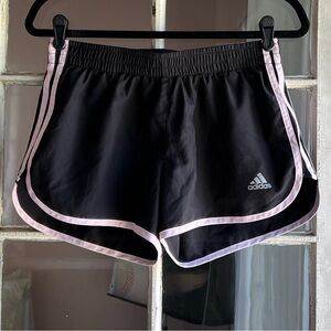 Adidas Black and Pink Lined Running Shorts